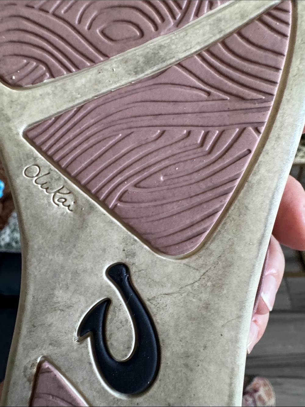 OluKai Floral Print Pink and Mint Flip Flop Sandals - Picture 4 of 5